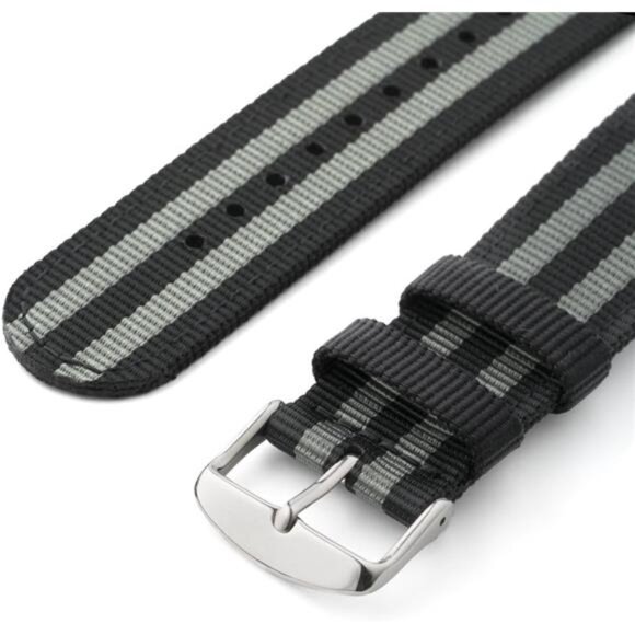 Watch Straps - Premium Nylon Quick Release Replacement Watch Bands - Black/Gray - Picture 5 of 7